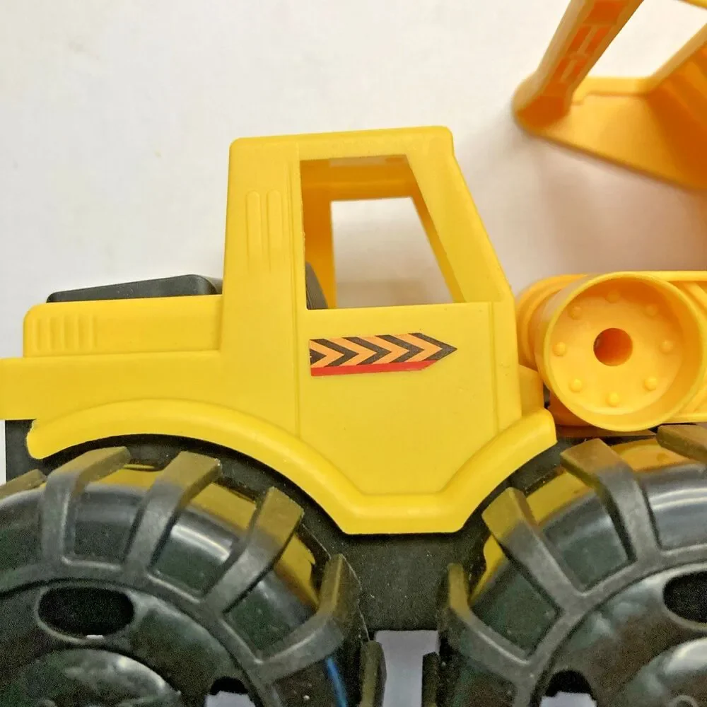 Yellow Plastic Toy Front Loader Construction Vehicle Bulldozer Kids Truck